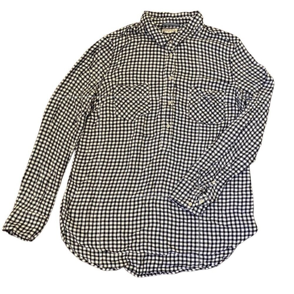 Merona Women's Tunic Shirt Size XL Checked Long Sleeves Buttons Two Pockets GUC